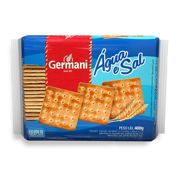 Biscoito Água E Sal Germani 345G, Germani Alimentos, Biscoito Salgado Água E Sal, Azul, Um Clássico Leve E Crocante, Rec