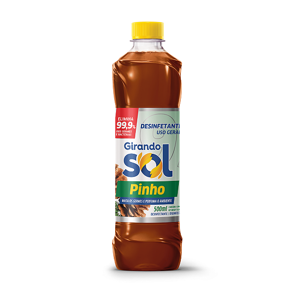 Desinfetante Perfumado Pinho Girando Sol 500Ml, Desinfetante Líquido De Uso Geral, Marrom, Elimina 99,9% Dos Germes E Ba