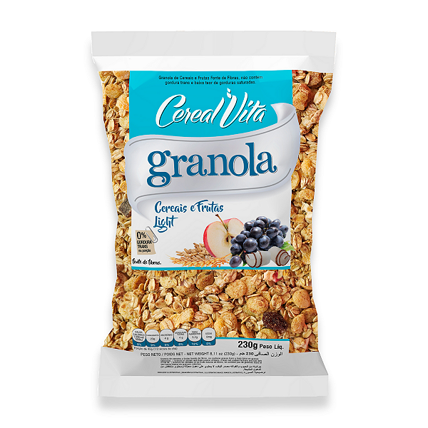 Granola Cereais E Frutas Light Cereal Vita 230G, Granola De Cereais E Frutas Light, Azul, Fonte De Fibras Com Zero Gordu