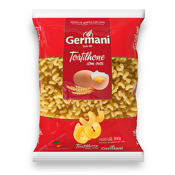 Macarrão Tortilhone Com Ovos Germani 500G, Germani Alimentos, Massa Tortilhone De Sêmola Com Ovos Pasta Tortiglioni All