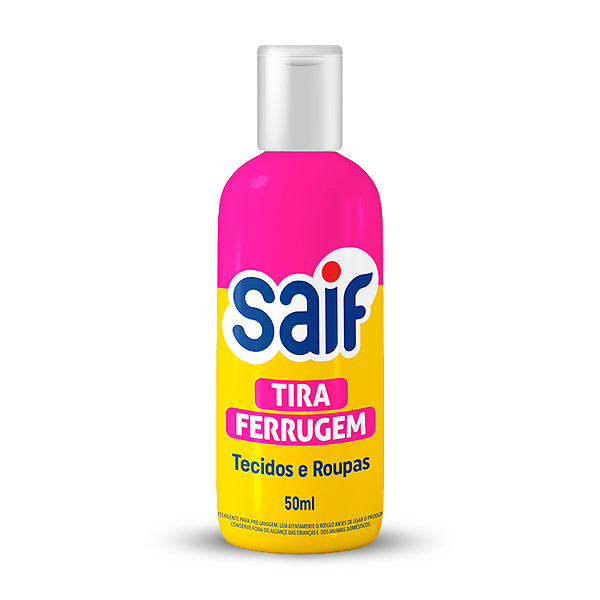 Tira Ferrugem Saif 50Ml, Removedor De Ferrugem, Amarelo E Rosa, Remove Manchas De Ferrugem De Roupas E Tecidos, Roupas B