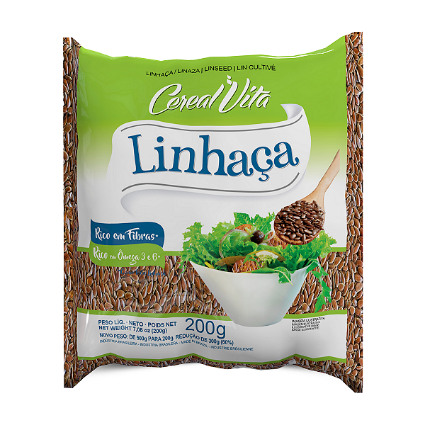Linhaça Cereal Vita 200G, Semente De Linhaça Tradicional, Verde, Fonte De Fibras E Ômega 3 E 6, Receita Caseira Com Ingr