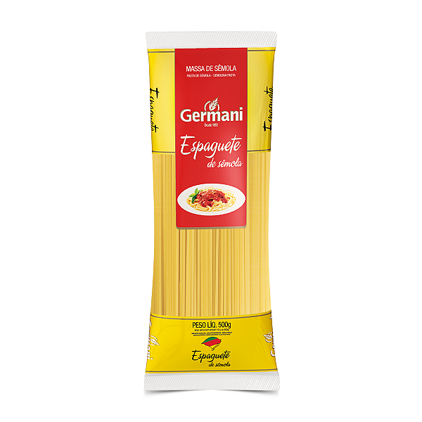 Macarrão Espaguete Sem Ovos Germani 500G, Massa Espaguete De Sêmola Sem Ovos Pasta Spaghetti Senza Uova, Amarelo, Melhor