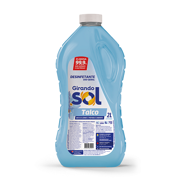 Desinfetante Perfumado Talco Girando Sol 2L, Desinfetante Líquido De Uso Geral, Azul, Elimina 99,9% Dos Germes E Bactéri