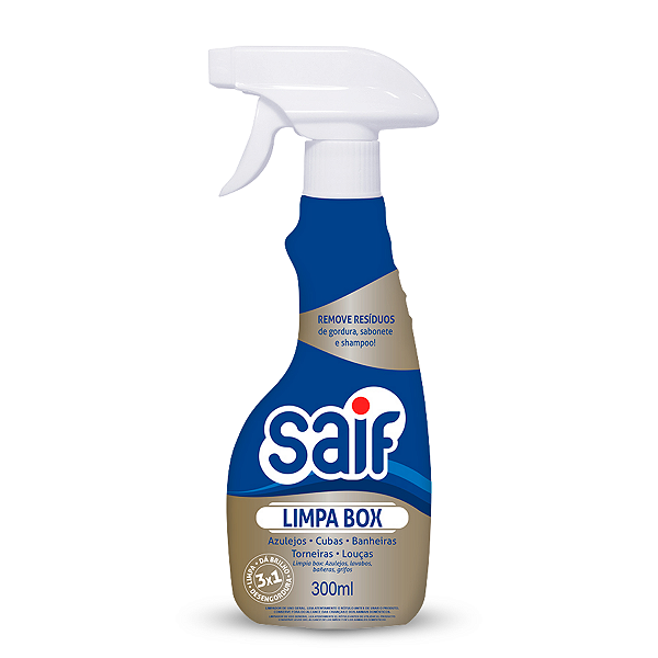 Limpa Box Com Gatilho Saif 300Ml, Limpador Box De Banheiro Spray, Azul, Limpa, Perfuma E Desengordura, Facilitando Sua V