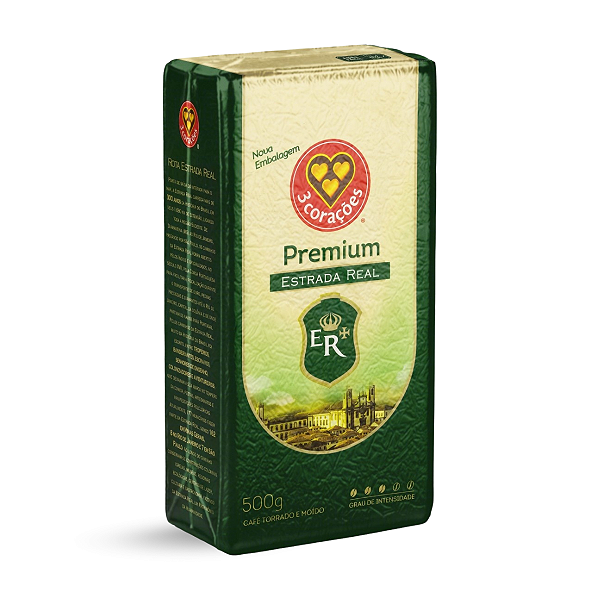 Café Torrado E Moído Premium Estrada Real A Vácuo Três Corações 500G, Café Brasileiro Premium Torrado E Moído, Verde, Sa