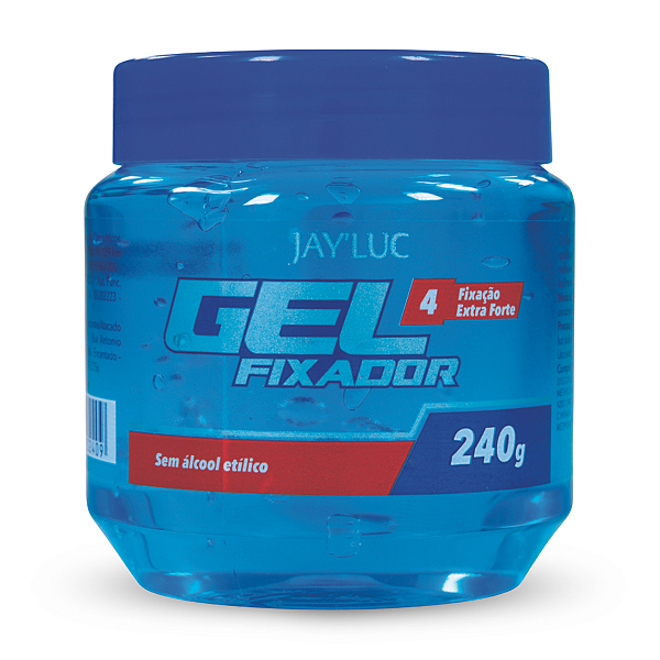 Gel Fixador Fixação Extra Forte 4 Jay Luc 240G, Gel Para Cabelos Sem Álcool Etílico, Azul, Fixação Extrema E Longa Duraç