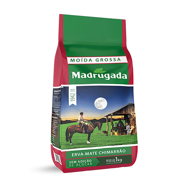 Erva-Mate Moída Grossa Madrugada 1Kg, Erva Mate Moída Grossa Padrão Gaúcho Para Chimarrão, Roxo, Sabor Autêntico E Inten