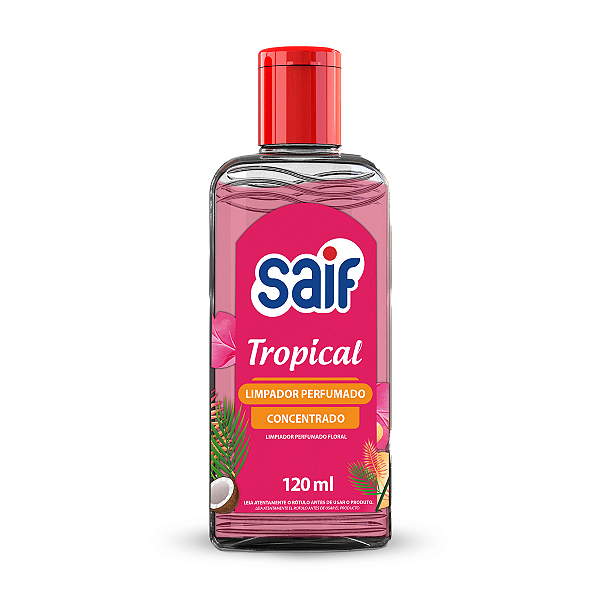 Limpador Perfumado Concentrado Tropical Saif 120Ml, Higienizador Concentrado Perfumado Odorizador De Ambiente, Rosa, Ene