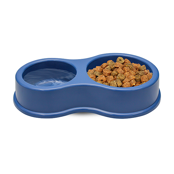 Pote Duplo Para Pet Azul Cinquetti, Comedouro E Bebedouro Duplo Para Animais, Azul, Feito Com Material Durável E Fácil D