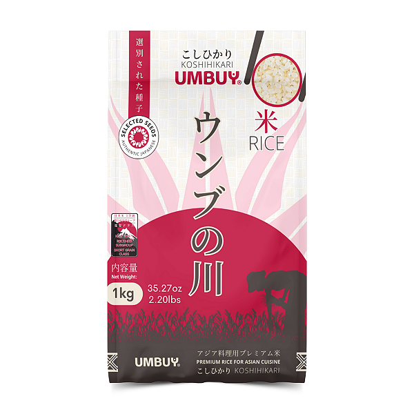 Arroz Cateto Polido Koshihikari Umbuy 1Kg, Arroz Japonês Koshihikari Grão Curto, Branco, Arroz Premium Para Culinária As