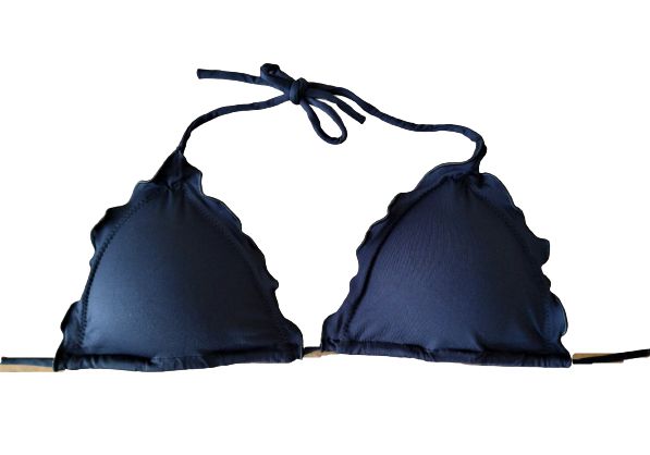 Top biquíni preto  cortininha Frufru