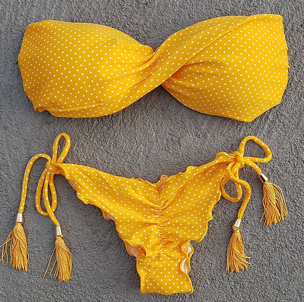 Biquíni Tomara Que Caia Poá Amarelo