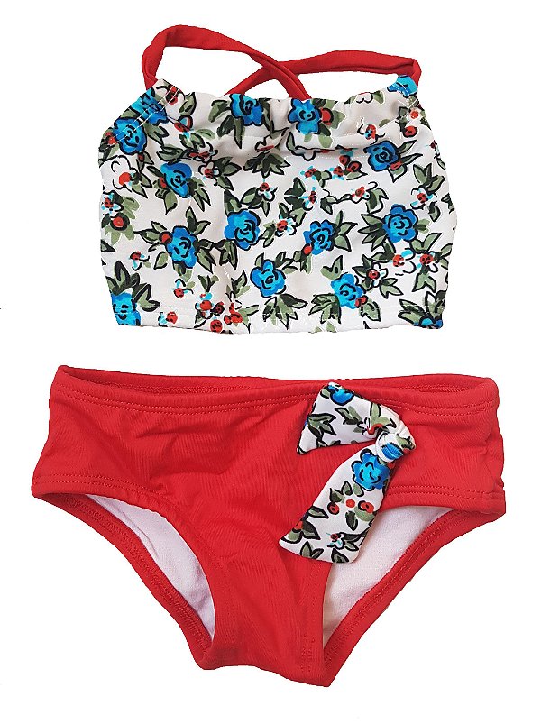Biquíni Cropped Infantil Floral Luisa