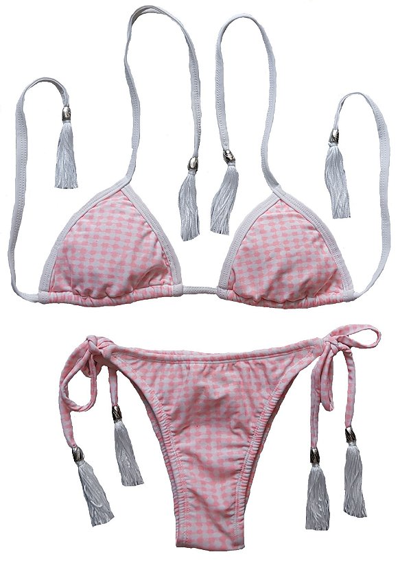Biquíni Cortininha Luma xadrez Rosa
