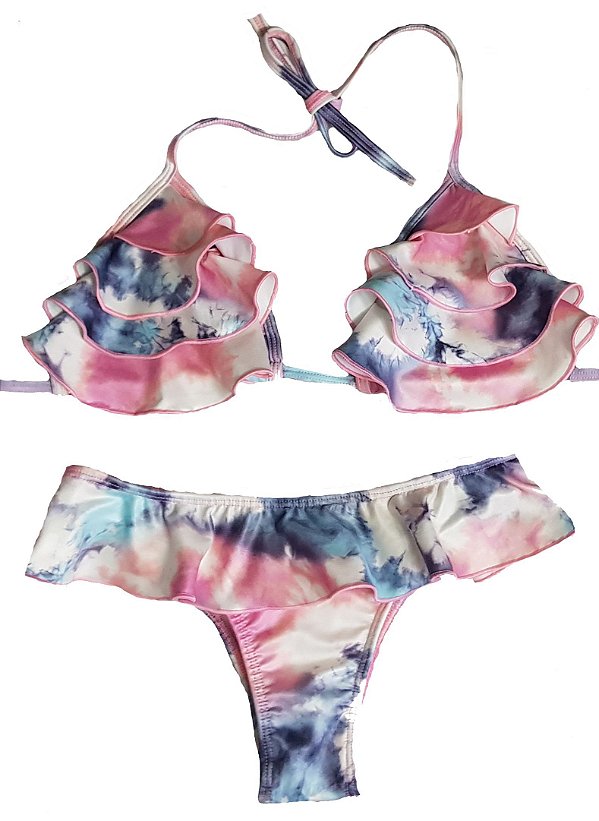 Biquíni tie dye babado