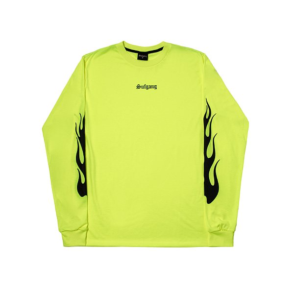 SUFGANG - Camiseta Manga Longa Flames "Verde Neon"