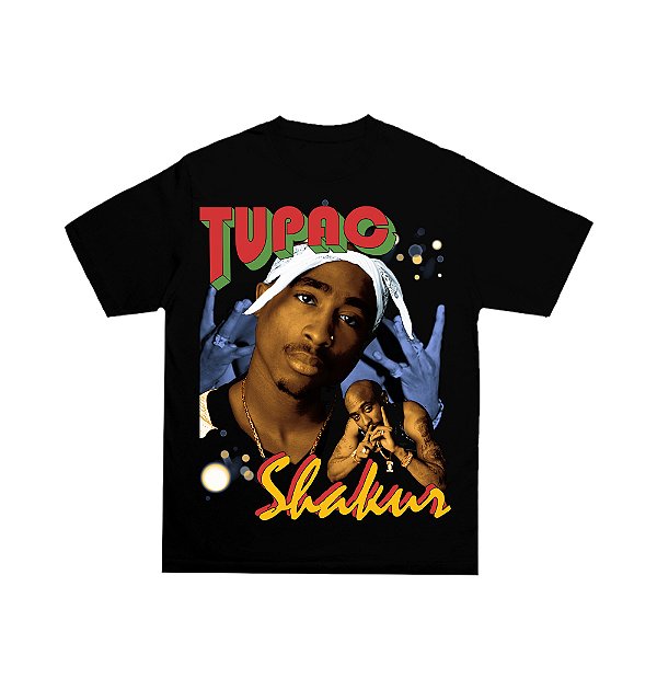 Camiseta Aged Archive Tupac Shakur Preta
