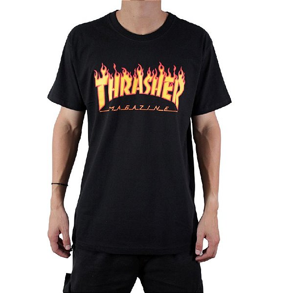 Camiseta Thrasher Flame Logo Preta