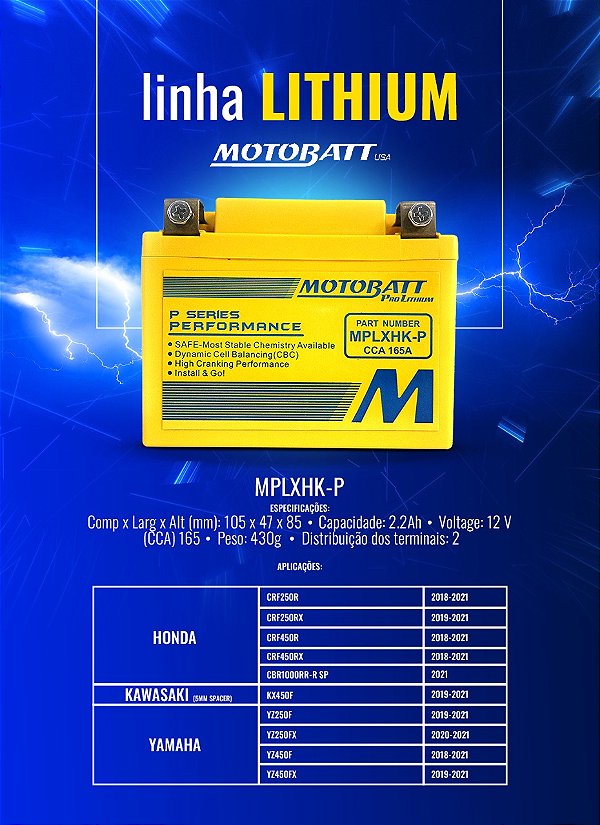 Bateria Lithium Competição Off Road Mplxhk-p Moto Batt