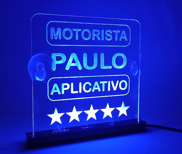 Placa Led Com Letreiro Motorista Aplicativo Usb Ventosa