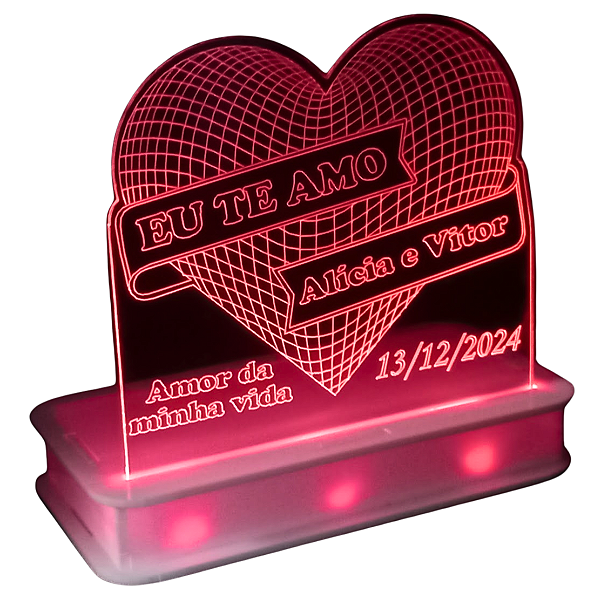 Mini Luminária Coração 3D Led Usb
