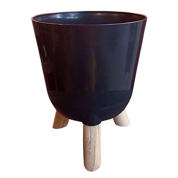 Vaso Cachepo Preto Para Vaso 15 Com Pé - Vida Verde