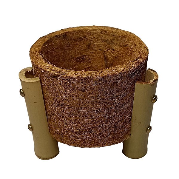 Cachepo de Fibra de Coco e Colunas De Bambu 01 - Vida Verde