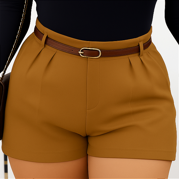 Cinto Feminino Plus Size Fino Casual De Couro Montana Com Fivela Oval Olho de Gato Dourada Elegante