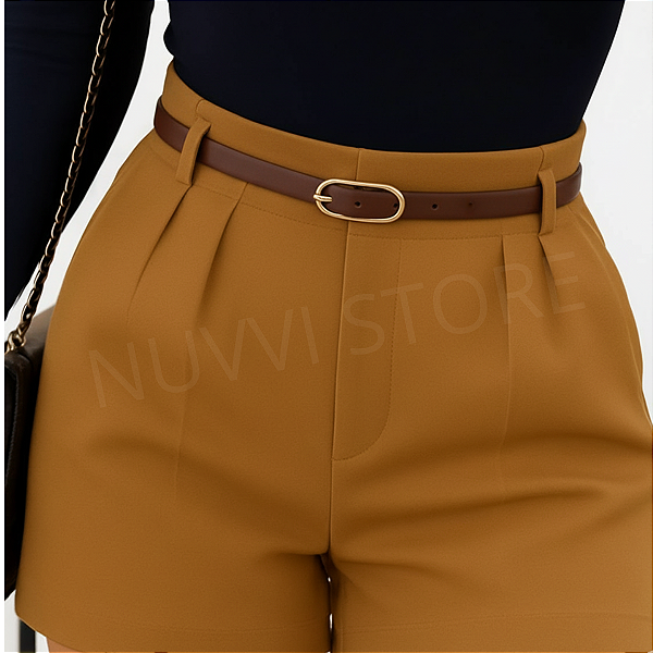 Cinto Feminino CAFÉ Fino De Couro Moda Blogueira Elegante fino Feminina Tendência Social Jeans e Casual