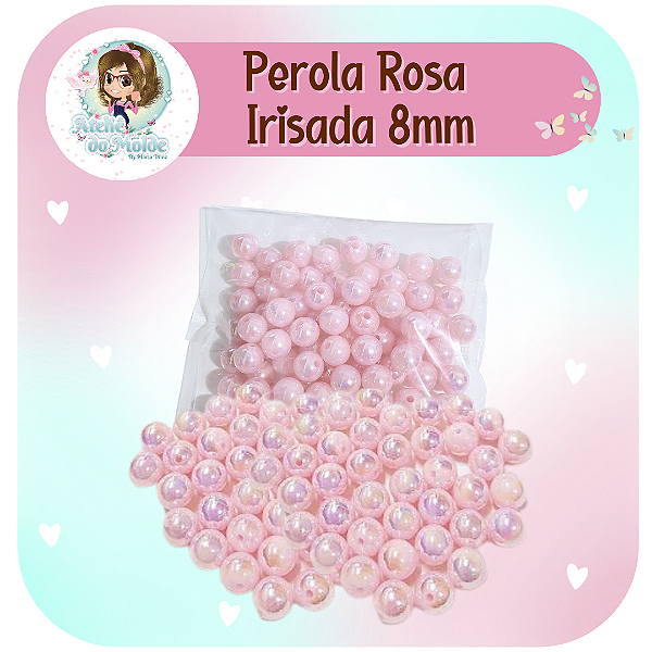 Pérola Rosa Irisada - 8mm