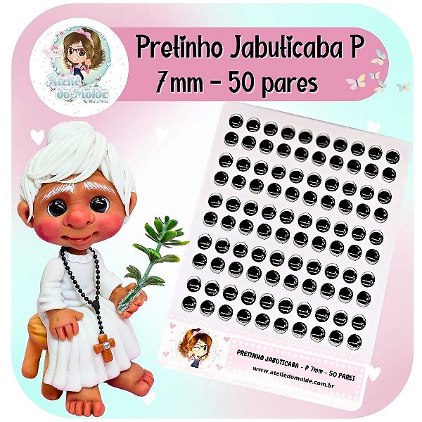 Olhos Resinados Pretinho Jabuticaba - P 7mm
