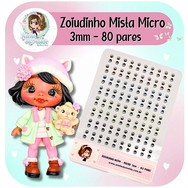 Olhos Resinados Zoiudinho - Micro 3mm - Mista
