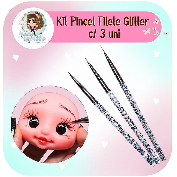 Kit Pincel Filet Glitter c/ 3 unidades