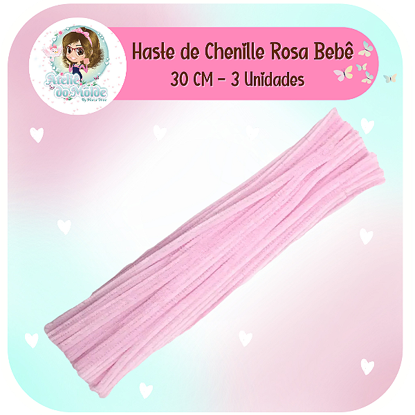 Haste Chenille 30cm - Rosa Bebê