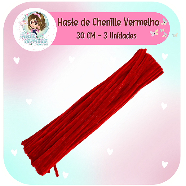 Haste Chenille 30cm - Vermelho