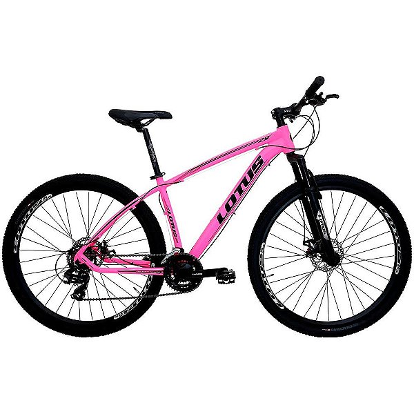 Bicicleta Lotus Alumínio 21v Rosa/Preto t17