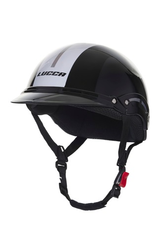 Capacete Lucca Eletric Glossy Black Strip White Tam.:60