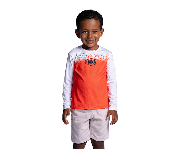 Camisa Infantil Huka UV 50+ Unissex ML Estampa laranja Tam8