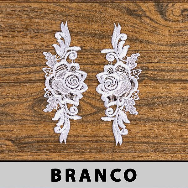 Aplicação Guipir Branca CH-3380 (6,5cm - 17,5cm)(6 pares)