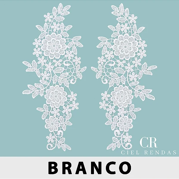 Aplicação Guipir Branca CH-4564 (12,5cm - 29,5cm)(3 pares)