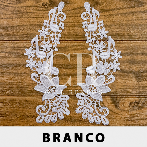 Aplicação Guipir Branca CH-4109 (10,0cm - 26,0cm)(6 pares)