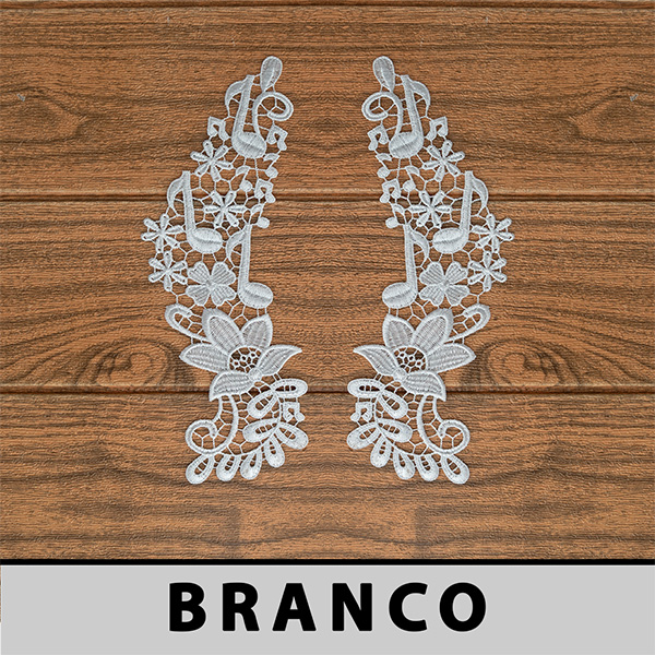 Aplicação Guipir Branca CH-4109 (10,0cm - 26,0cm)(6 pares)