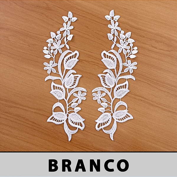 Aplicação Guipir Branca CH-3369 (9,5cm - 29,0cm)(6 pares)