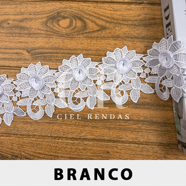 Renda Guipir 3D Branca JT-3428 (10,0cm - 13,70m)