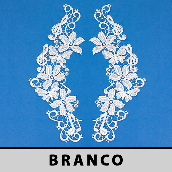 Aplicação Guipir Branca CH-4544 (13,0cm - 31,0cm)(6 pares)