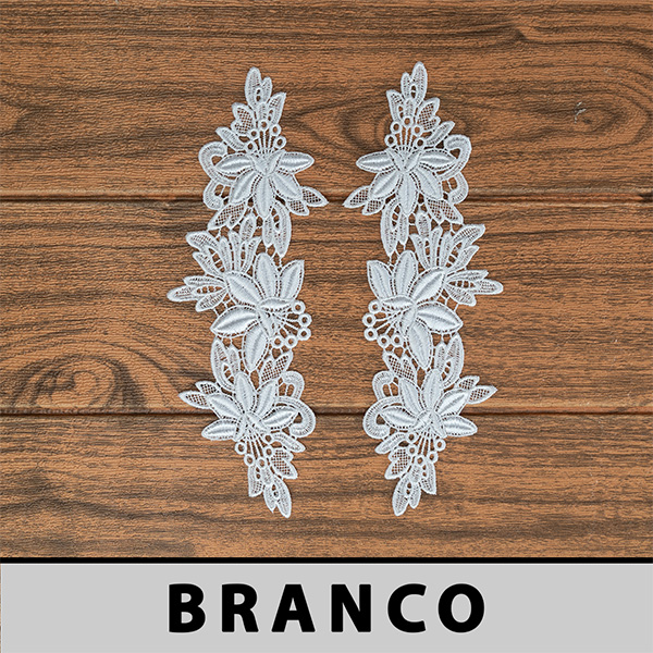 Aplicação Guipir Branca CH-1795 (8,5cm - 24,5cm)(6 pares)