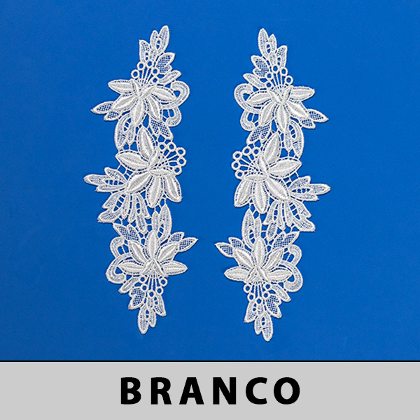 Aplicação Guipir Branca CH-1795 (8,5cm - 24,5cm)(6 pares)