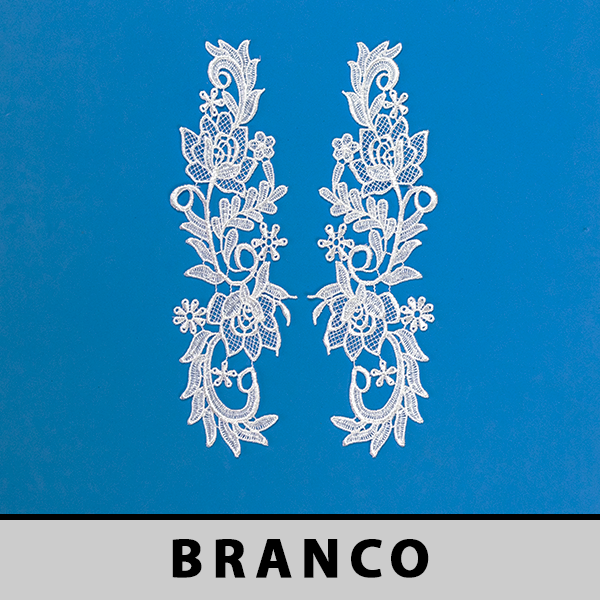 Aplicação Guipir Branca CH-1931 (8,0cm - 24,0cm)(6 pares)