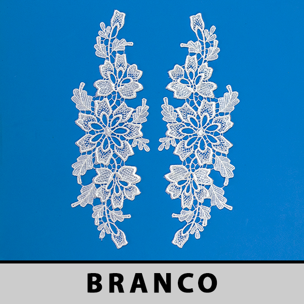Aplicação Guipir Branca CH-1654 (10,0cm - 28,0cm)(6 pares)